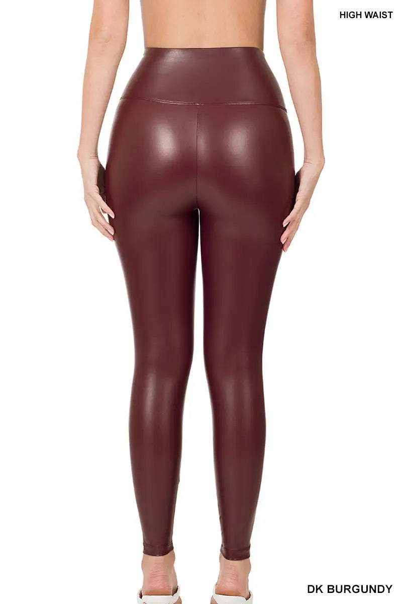 SNKSDGM Plus Size Leather Pants Womens Faux Leather Leggings  Stretch High Waisted Pleather Pu Pants Warm Pants Leather Pants : Sports &  Outdoors